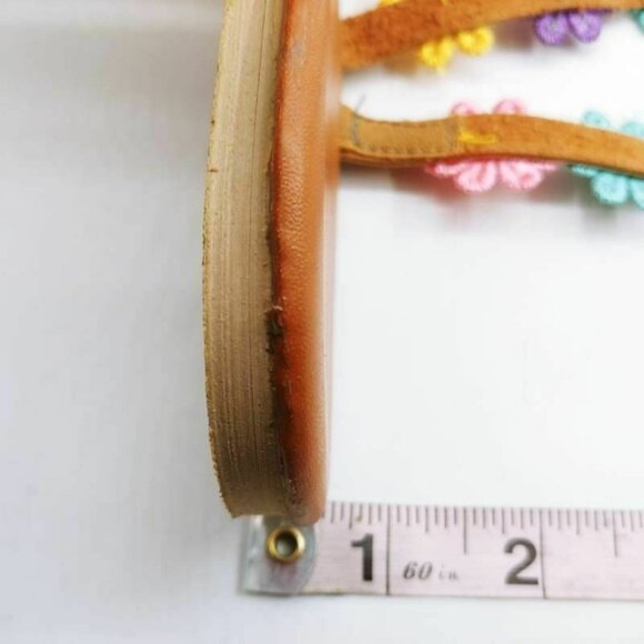 Womens Flat Sandal Brown Multicolor Floral 9.5 New - Picture 7 of 9